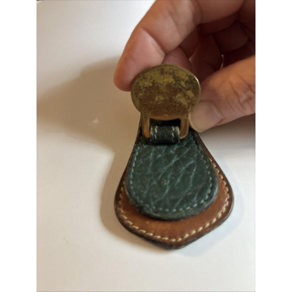 Vintage Dooney & Bourke All Weather Leather 2 Toned Key Chain Green Brown Duck - Picture 2 of 5